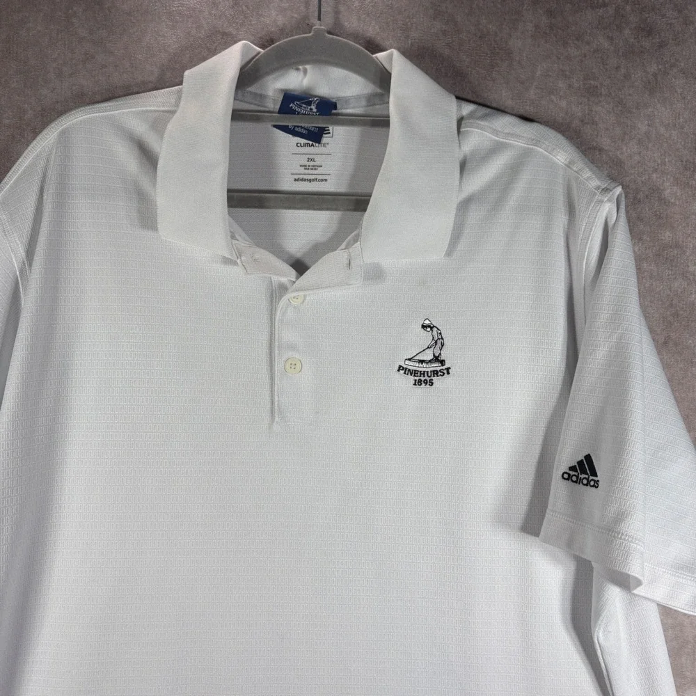 Adidas Golf Polo Mens Size 2XL White Pinehurst 1895 Climalite Performance Active